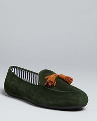 Stripes and tassels bring preppy snap to these casual slip-on loafers from Charles Philip.