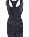 Nicole Miller Black Ruched Cut-Out Neckline Cocktail Dress 6P