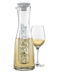 This ingenious carafe is made of mouth-blown, lead free crystal and features an inner ice chamber with an airtight stopper that fits into the larger carafe. Holds a standard bottle of wine, from Wine Enthusiast.