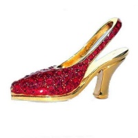 Red High Heel Shoe Figurine Swarovski Crystals 24k Gold Pump