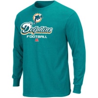 NFL Men's Miami Dolphins Critical Victory V Long Sleeve Basic Tee (Aqua, X-Large)