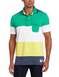 Nautica Men's Short Sleeve Pique Rugby Striped Polo