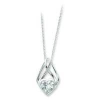 Sterling Silver & CZ Wrapped Around My Heart 18in Necklace. Metal Wt- 3.67g.