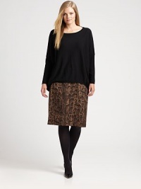 Craving wild style? Turn to this sleek animal-print skirt with classic waist darts for an exquisite fit. Waist dartsAllover printConcealed back zipperFully linedAbout 25 longWoolDry cleanImported of Italian fabric