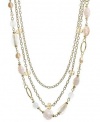 Alfani Necklace, Gold-Tone Pink Beaded Three-Row Long Necklace, 34