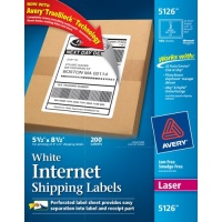 Avery Internet Shipping Labels for Laser Printers with TrueBlock Technology, 5.5 x 8.5 Inches, White, Box of 200 (05126)