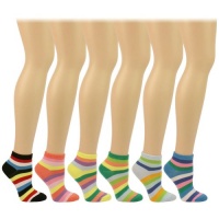 Casual Summer Spring Bright Color Stripes 6 Pairs Ankle Low Socks Cotton Set