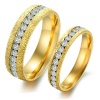 316l Stainless Steel Ring Gold Pearl Sand Cz Zirconia Inlay Eternity Bands 4mm 6mm