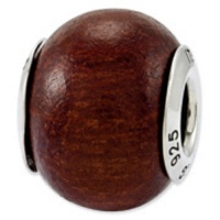 Sterling Silver Pau Brasil Wood Bead **Fits Perfectly with Pandora Trollbead Moress Chamilia and compatible European Charm Bead Brands.