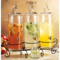 Set of Three Glass Gallon Drink Dispenser with Stand , Good Bar Equipment Very Elegant. Hold together 1.5 Gallon