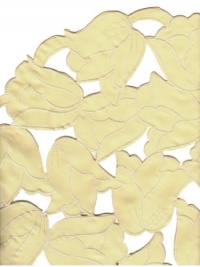 Homewear by Sam Hedaya Table Linens, Set of 4 Yellow Tulip Scatter Cutwork Round Placemats