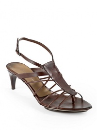 THE LOOKStrappy caged leather upperAdjustable ankle strap with buckle closureStacked kitten heel, 2½ heel (65mm)THE MATERIALLeather upperLeather lining and soleORIGINMade in Italy