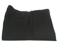 Calvin Klein Mens Flat Front Slim Fit Black Wool Dress Pants