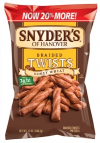 Snyder's of Hanover Pretzels Twists, Honey Wheat Braided Pretzel, 12 Ounce (Pack of 12)