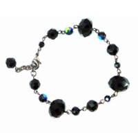 Charter Club Bracelet, Hematite-Tone Jet and Teal Beaded Link Bracelet