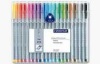 Staedtler 334SB20BK Triplus Fineliner Pens,.3mm,Metal Clad Tip,20/PK,Assorted