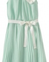 Blush by Us Angels Girls 7-16 Chiffon Dress With Pleat Skirt, Mint, 12