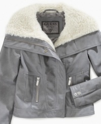 Da bomb. This bomber-style pleather jacket from Guess gives her style a sweet, streamlined look.