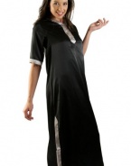 Classic Long Satin Caftan with Accent Color