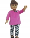 2 Piece Doll Clothes for American Girl Dolls. Shirt and Zebra Print Leggings