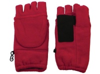 Pop-Top Convertible Fingerless Mitten Gloves with Silicone Pad on Palm, Red