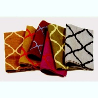 Kim Seybert Tile Napkin - Brown/Periwinkle (Blue) Set of 4