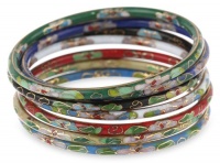 Cloisonne Bangle Bracelets, Set of 7