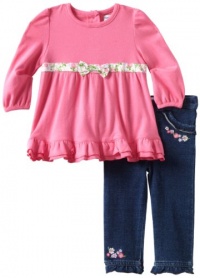 Hartstrings Baby-Girls Newborn 2 Piece Cotton Interlock Tunic And Knit French Terry Jegging Set, Fuchsia Gem, 12 Months