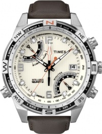 Timex Men's T49866 Intelligent Quartz Fly Back Chrono Compass Brown Leather Strap Watch