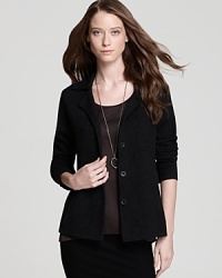 A chic notch collar and textured jacquard print lend a sophisticated finish to an essential Eileen Fisher jacket.