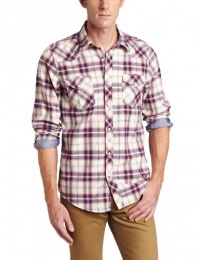 Ben Sherman Men's Laundered Twill Western Long Sleeve Woven Shirt