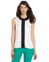 Vince Camuto Women's Sleeveless Collared Blouse, New Ivory, Small