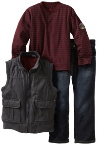 Calvin Klein Boys 2-7 Long Sleeve Tee And Jean Canvas Puffy Vest, Gray, 7