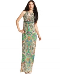 INC's sweeping maxi is totally eye-catching with a paisley print and beaded empire waist. Keyhole cutouts at the front and back give it a dose of sophisticated sexy.