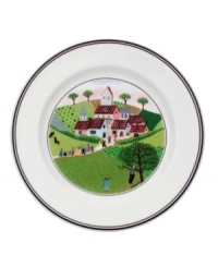 Bride and groom celebrate with the entire countryside on this Design Naif bread and butter plate, featuring premium Villeroy & Boch porcelain.