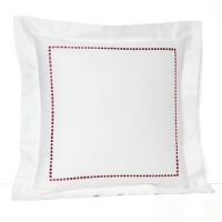 Charisma Bloom 18 x 18-Inch White with Red Trim Decorative Throw Pillow