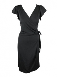 Studio M Flutter-Sleeve Matte Jersey Wrap Dress