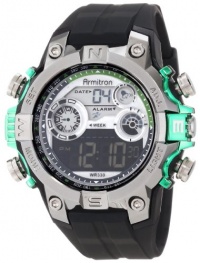 Armitron Men's 40/8251GRN Round Metalized Green Accented Digital Sport Watch