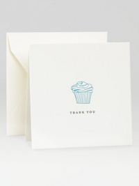 Express your thanks with the combination of sweetness and sophistication imparted by these elegant foldover notes with a luscious looking cupcake design, letterpressed by hand on creamy cotton stock that lends extra meaning to your words.Original Charles Fradin illustrationLetterpressed by hand100% cotton stock4.75 square (folded)Set of 8, with envelopesMade in USA