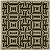 Safavieh Courtyard Collection CY2962-3901 Sand and Black Indoor/Outdoor Square Area Rug, 6-Feet 7-Inch Square