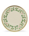 What finer things can there be than this? Part of an exquisite china collection from Lenox, enjoy this fine holiday bread and butter plate at your festive table.