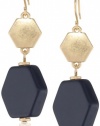 Kenneth Cole New York Modern Status Gold and Navy Geometric Double Drop Earrings