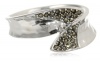 Judith Jack Silver Rain Hammered Sterling Silver and Marcasite Crossover Ring, Size 8