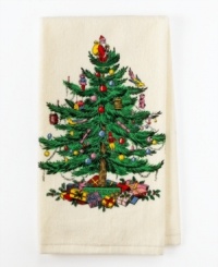 Christmas starts in the kitchen. Whether it's for everyday use or just for display, this cotton kitchen towel's beautiful tree design will help get the cook in the holiday spirit. A whimsical accent from Spode.