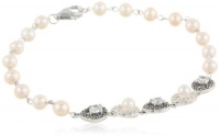 Judith Jack Pearlette Sterling Silver, Marcasite and Fresh Water Pearl Linear Line Bracelet, 7.5