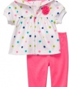 Carters Polka Dot Hooded Zip Up Cardigan Set PINK 18 Mo