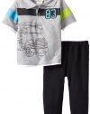 Carter's Watch the Wear Baby-boys Infant 2 Piece Short Sleeve Sweat Suit With Truck Top, Black, 24 Months