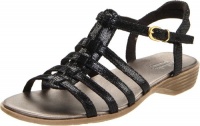 Clarks Women's Dusk Night Sandal,Black Lizard Print Leather,10 M US