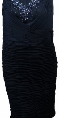 Xscape by Joanna Chen Women's Pleated Chiffon Dress 22W Navy