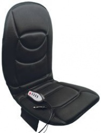 Roadpro RP-1368HM 12V Heated Seat/Back Cushion with 5 Powerful Motors for Upper and Lower Back Massages, Black